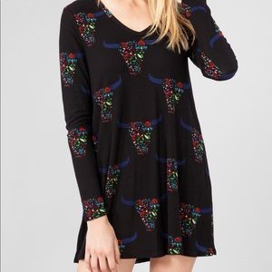 Bull Skull Print Mini Dress